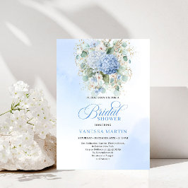 Garden Style Blue Hydrangea Bridal Shower Invites Kaart