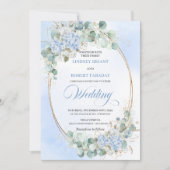 Garden Style Blue Hydrangea Wheat Wedding Invite Kaart (Voorkant)