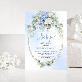 Garden Style Blue Hydrangeas Baby Shower Invitatio Kaart