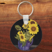  Garden Summer Sunflower Flowers in Vase Sleutelhanger (Voorkant)