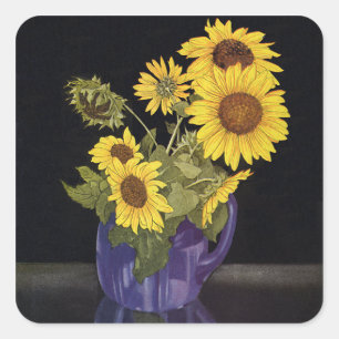 Garden Summer Sunflower Flowers in Vase Vierkante Sticker
