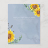 Garden Sunflower Blue Rustic Boho Wedding Flyer (Achterkant)