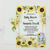 Garden Sunflower Elephant Boy Baby shower Kaart (Voorkant / Achterkant)
