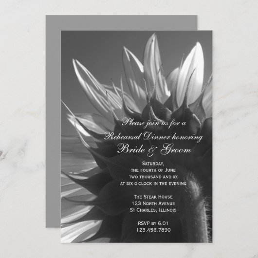 Garden Sunflower Wedding Rehearsal Dinner Kaart (Voorkant / Achterkant)