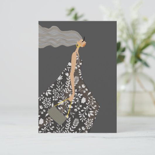 Garden Swag Fashionista Mode Illustratie Bedankkaart (Staand voorkant)