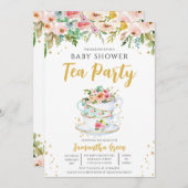 Garden Tea Party Baby shower Kaart (Voorkant / Achterkant)