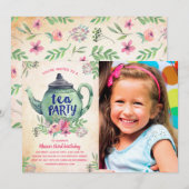 Garden Tea Party Birthday Foto Kaart (Voorkant / Achterkant)