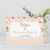 Garden Tea Party Birthday Invitation Kaart (Staand voorkant)