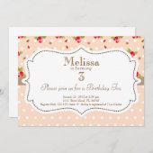 Garden Tea Party Birthday Invitation Kaart (Voorkant / Achterkant)