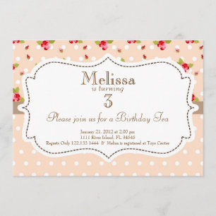 Garden Tea Party Birthday Invitation Kaart