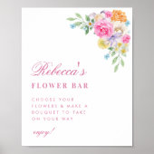 Garden Tea Party Bloemen Vrijgezellenfeest Bar Sig Poster (Voorkant)