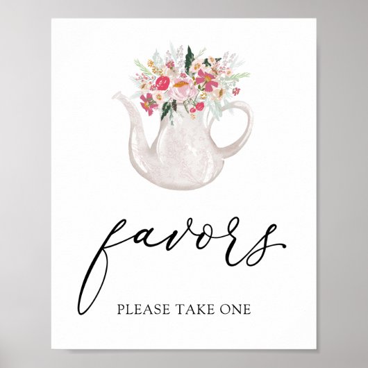 Garden Tea Party Favors Sign Poster (Voorkant)
