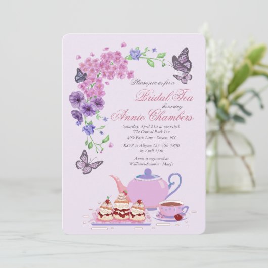 Garden Tea Party Invitation Kaart (Staand voorkant)