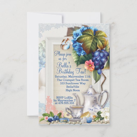 Garden Tea Party uitnodiging (Voorkant)