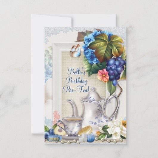 Garden Tea Party uitnodiging (Achterkant)