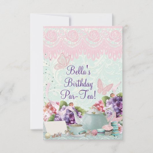 Garden Tea Party uitnodiging (Achterkant)