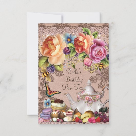 Garden Tea Party uitnodiging (Achterkant)