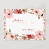 Garden Theme Blush Pink  Floral Wedding Thank You Briefkaart (Voorkant)