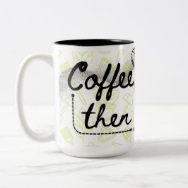 Garden theme coffee mug garden tools             tweekleurige koffiemok