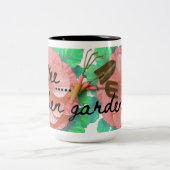 Garden theme mug with flowers and tools tweekleurige koffiemok (Center)