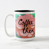 Garden theme mug with flowers and tools tweekleurige koffiemok (Links)