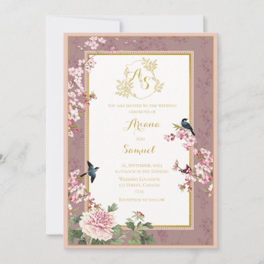 Garden Theme Royal Wedding Invitation Kaart (Voorkant)