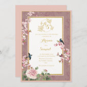Garden Theme Royal Wedding Invitation Kaart (Voorkant / Achterkant)