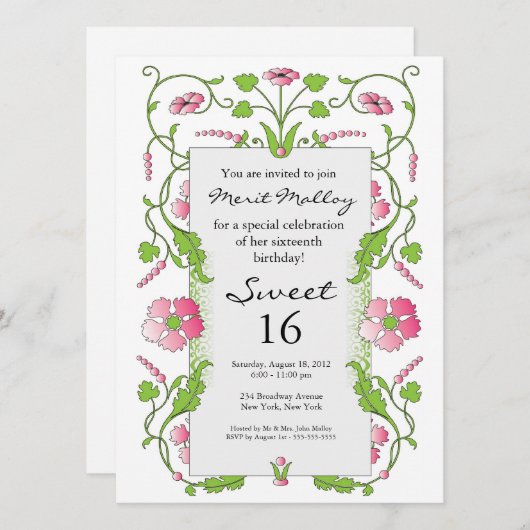 Garden Theme Uitnodiging (Voorkant / Achterkant)