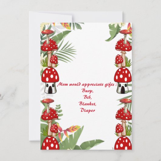 Garden Toadstool Green Foliage Baby 1e verjaardag (Achterkant)