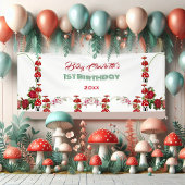 Garden Toadstool Rustic Rozen Baby 1e verjaardag Spandoek