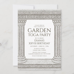 Garden Toga Birthday Party nodigt uit met kolommen Kaart