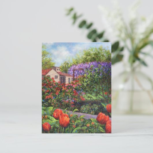 Garden Tulips Wisteria Briefkaart (Staand voorkant)