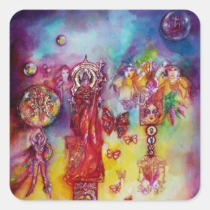 GARDEN VAN DE LAATSTE SCHADEN, FAERY EN BUTTERFLIE VIERKANTE STICKER