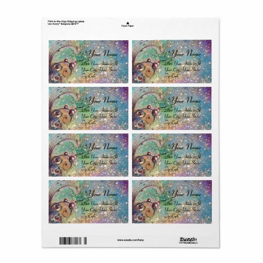 GARDEN VAN DE VERLORENDE SCHADEN, blauw, goudgeel, Etiket (Full Sheet)