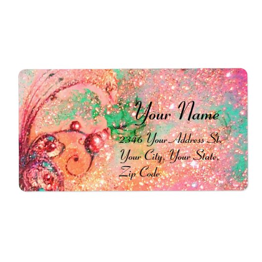 GARDEN VAN DE VERLORENDE SCHADEN, roze, goud, groe Etiket (Voorkant)