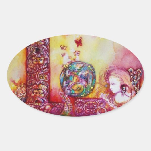 GARDEN VAN DE VERLORENDE SCHADOWS, FAERY EN BUTTER OVALE STICKER (Voorkant)