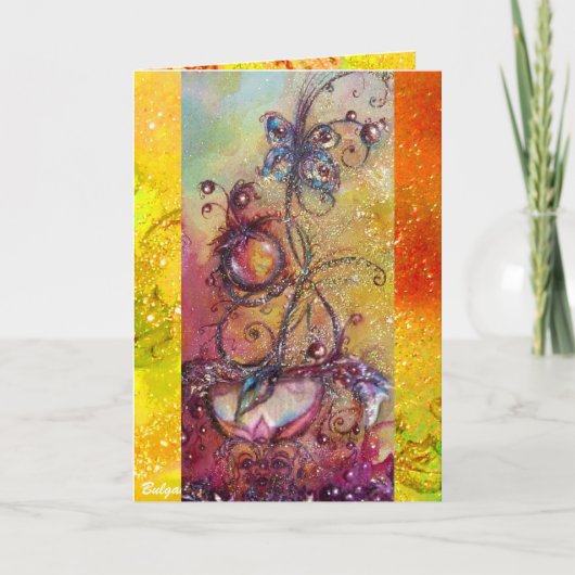 GARDEN VAN DE VERLORENDE SCHADOWS - GEel BUTTERFLY Feestdagen Kaart (Voorkant)