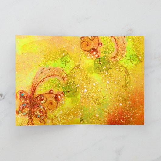 GARDEN VAN DE VERLORENDE SCHADOWS - GEel BUTTERFLY Feestdagen Kaart (Binnen)