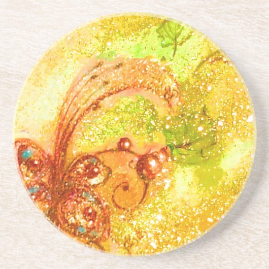 GARDEN VAN DE VERLORENDE SCHADOWS - GEel BUTTERFLY Zandsteen Onderzetter (Voorkant)