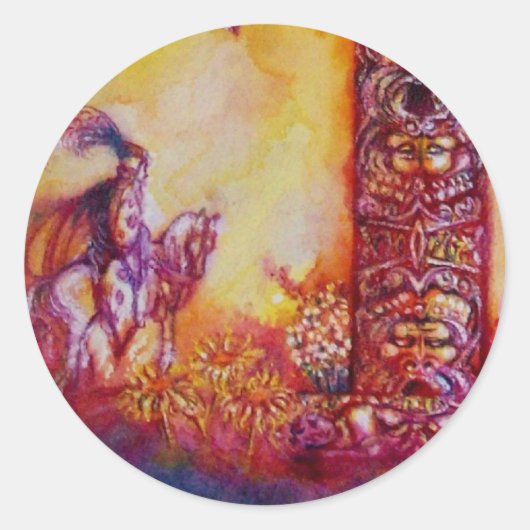 GARDEN VAN DE VERLORENDE SCHADOWS / KNIGHT EN HORS RONDE STICKER (Voorkant)