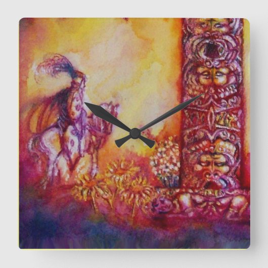 GARDEN VAN DE VERLORENDE SCHADOWS-KNIGHT OP HORSEB VIERKANTE KLOK (Voorkant)