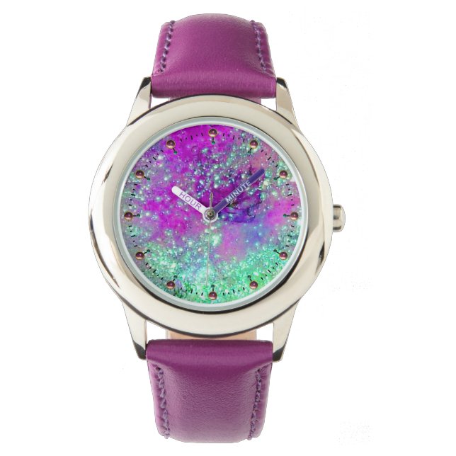 GARDEN VAN DE VERLORENDE SCHADOWS Pink Paars Aqua  Horloge (Voorkant)