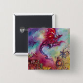 GARDEN VAN DE VERLORENDE SCHADOWS - RODE DRAGON FL VIERKANTE BUTTON 5,1 CM (Voorkant /achterkant)