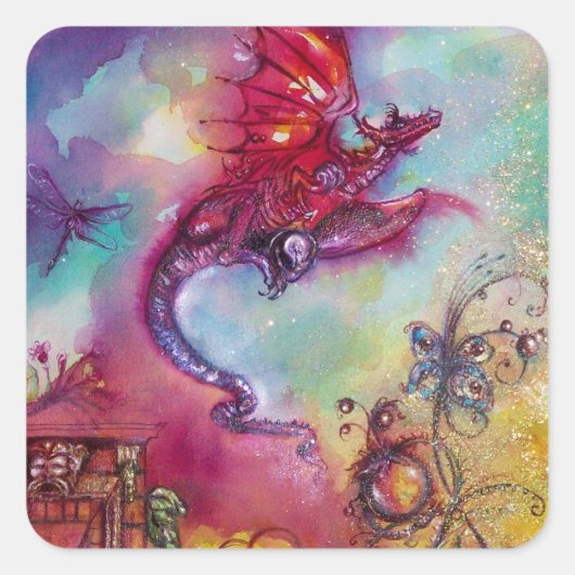 GARDEN VAN DE VERLORENDE SCHADOWS / RODE DRAGON FL VIERKANTE STICKER (Voorkant)