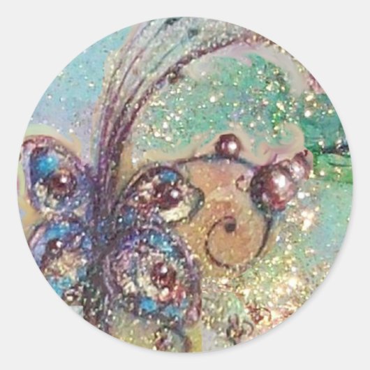 GARDEN VAN HET VERLIEST SCHADOWS - BUTTERFLY-PLANT RONDE STICKER (Voorkant)