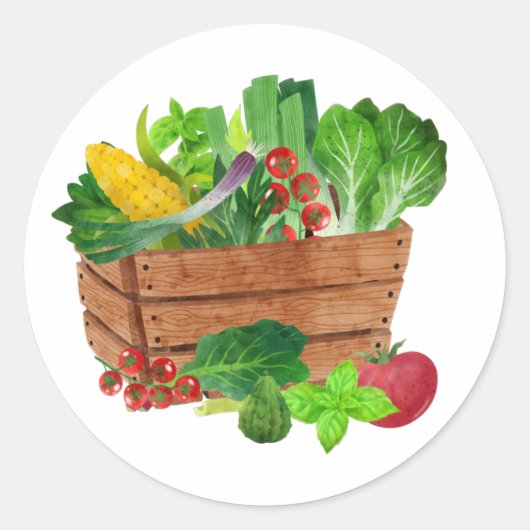 Garden Vegetable Harvest Basket Ronde Sticker (Voorkant)