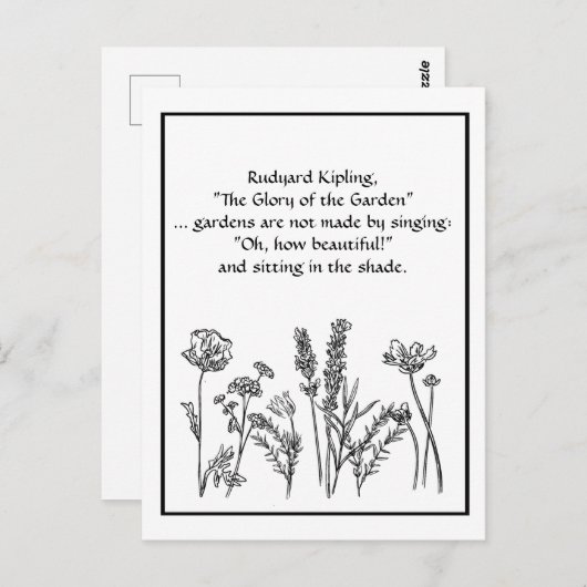 Garden Verse Rudyard Kipling Waterverf Flowers C Briefkaart (Voorkant / Achterkant)