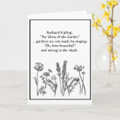 Garden Verse Rudyard Kipling Waterverf Flowers Kaart (Gele Bloem)