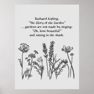 Garden Verse Rudyard Kipling Waterverf Flowers Poster