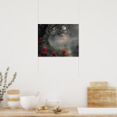 Garden voor wilde rozen - rooddonker bos volle maa poster (Keuken)